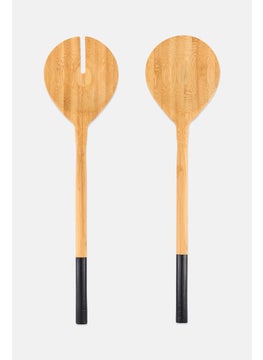 YOTO 2 Piece Bamboo Salad Serving Set, Tan  - Image 1