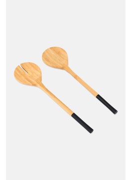 YOTO 2 Piece Bamboo Salad Serving Set, Tan  - Image 3
