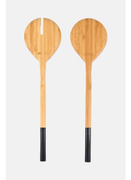 YOTO 2 Piece Bamboo Salad Serving Set, Tan  - Image 2