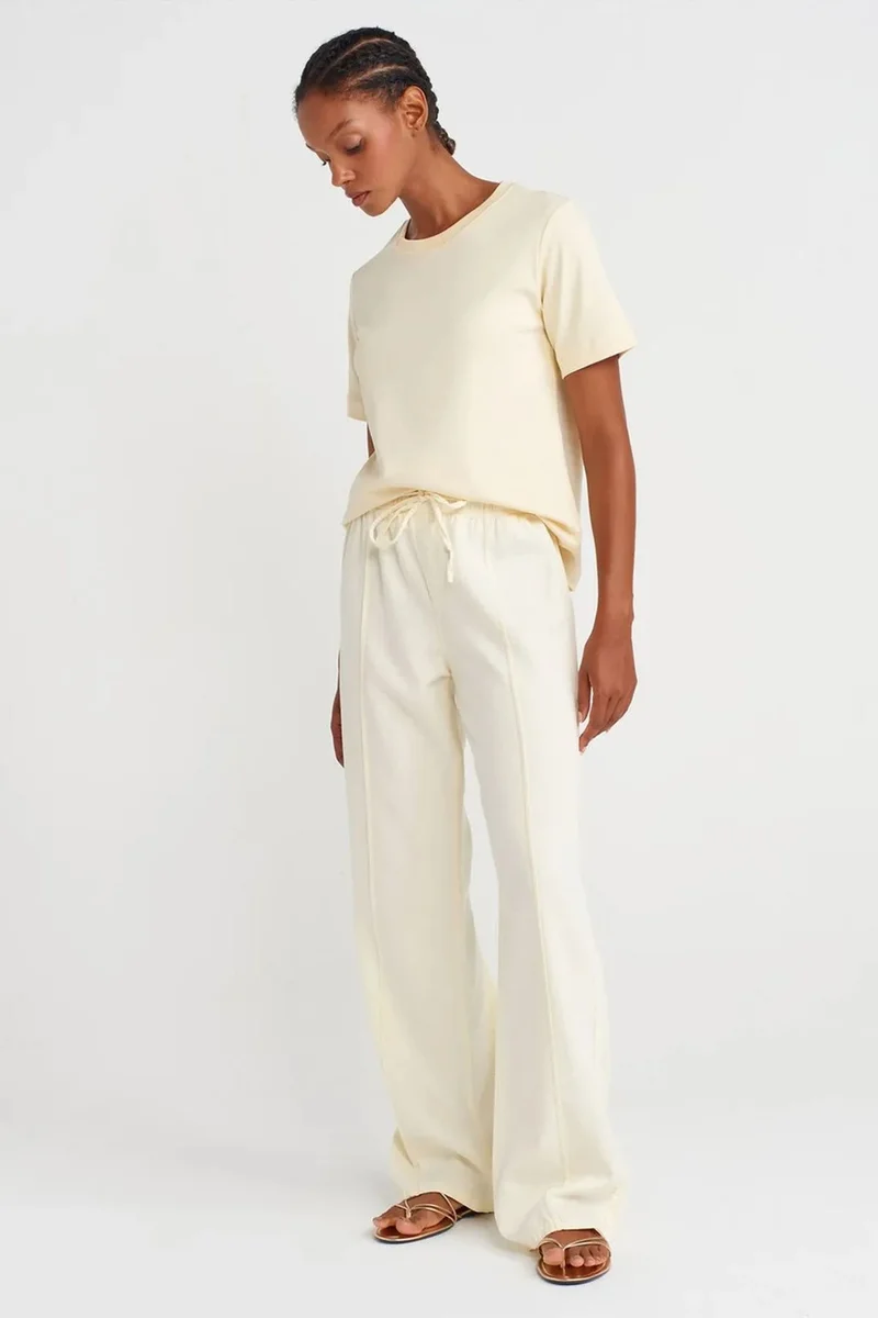 Dilvin Cream Natural DILVIN Women's Cotton Crew Neck T-Shirt for Women | Best Price UAE