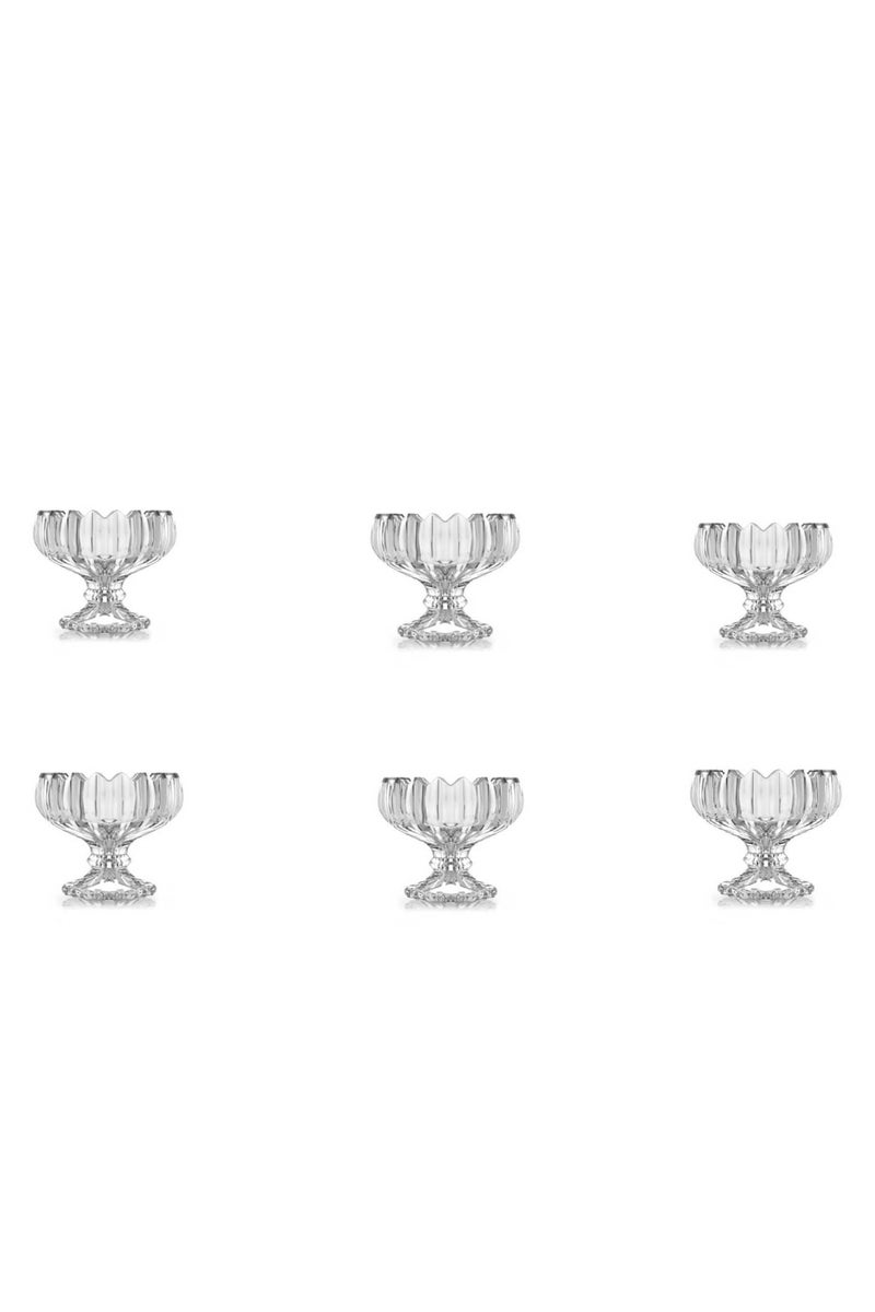 طقم 6 أكواب زجاجية للحلويات – مثالية لتقديم الآيس كريم والفواكه والجيلو والحلويات – تصميم شفاف أنيق للاستخدام اليومي والمناسبات - Image 2