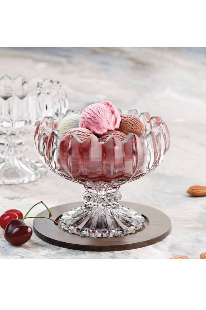 طقم 6 أكواب زجاجية للحلويات – مثالية لتقديم الآيس كريم والفواكه والجيلو والحلويات – تصميم شفاف أنيق للاستخدام اليومي والمناسبات - Image 3