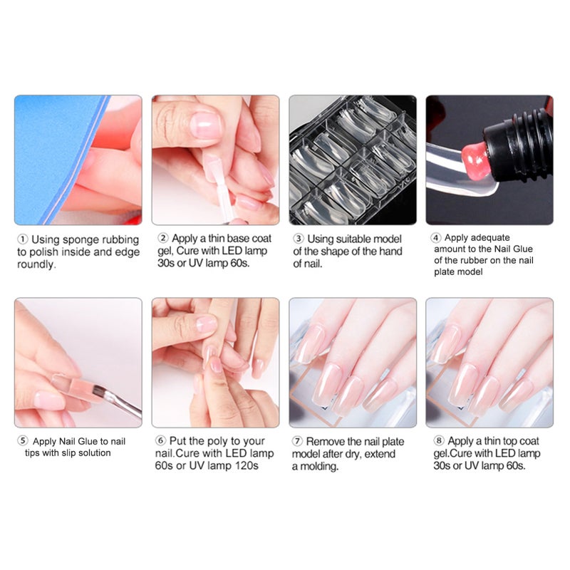 Nail Glue Nail Extension + 48Pcs Quick Building Tips Gel Builder Set Quick Dry Nail Art Tools - Image 2