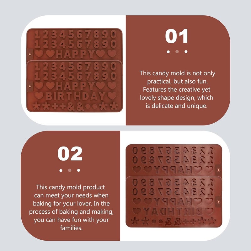 3 Pcs Mini Chocolate Fudge Mold Set, Flat Silicone Candy Molds with 34 Number and Letter Cavities, Heat Resistant DIY Sweets Maker for Home Baking and Candy Making - Image 4