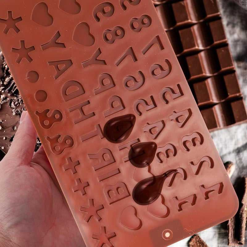 3 Pcs Mini Chocolate Fudge Mold Set, Flat Silicone Candy Molds with 34 Number and Letter Cavities, Heat Resistant DIY Sweets Maker for Home Baking and Candy Making - Image 5