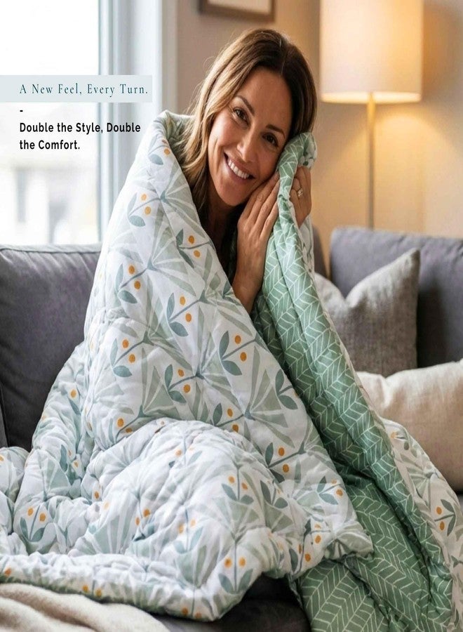 VAS COLLECTIONS Cloud Cotton Reversible AC Comforter for Double Bed | Super Soft 220 GSM Quilt/Duvet/Dohar | Lightweight All-Season Comforter | 88 x 90 Inches (1 Piece) (Sea Green, Orange) - Image 3