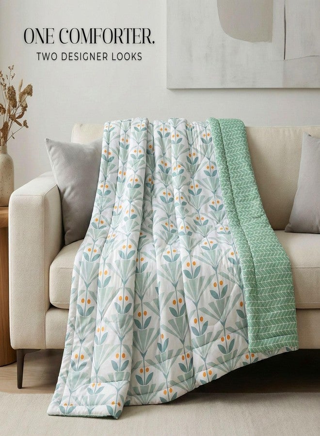 VAS COLLECTIONS Cloud Cotton Reversible AC Comforter for Double Bed | Super Soft 220 GSM Quilt/Duvet/Dohar | Lightweight All-Season Comforter | 88 x 90 Inches (1 Piece) (Sea Green, Orange) - Image 4