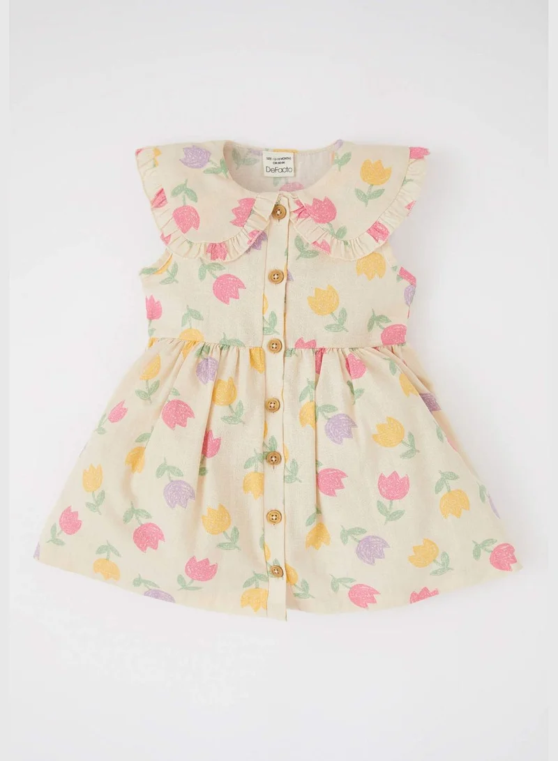 ديفاكتو Sleeveless Frill Detail Floral Print Dress