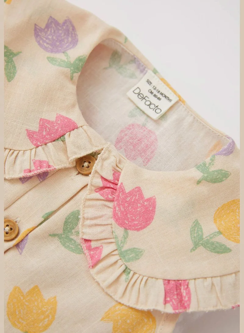 ديفاكتو Sleeveless Frill Detail Floral Print Dress