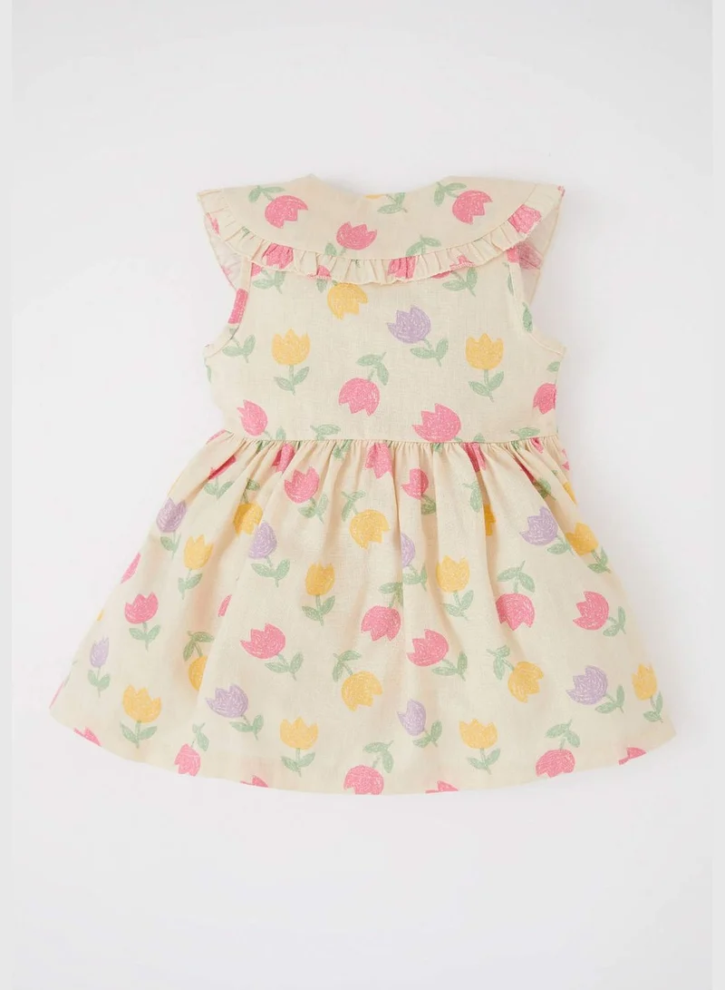 ديفاكتو Sleeveless Frill Detail Floral Print Dress