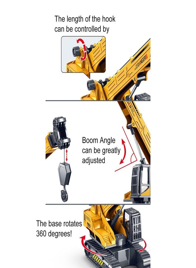 DEOXY Plastic Construction Long Crane Toy Vehicle with Rubber Track and 360 Degree Moving Parts Building Vehicles for Kids - Image 2