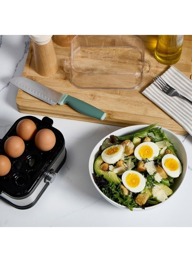 Arabest طهي البيض بسهولة مع جهاز طهي البيض المصنوع من الفولاذ المقاوم للصدأ، جهاز طهي بيض ذكي مع إيقاف تلقائي، جهاز طهي بيض كهربائي سريع متعدد الوظائف 6 في 1 بسعة 6 بيضات - Image 3