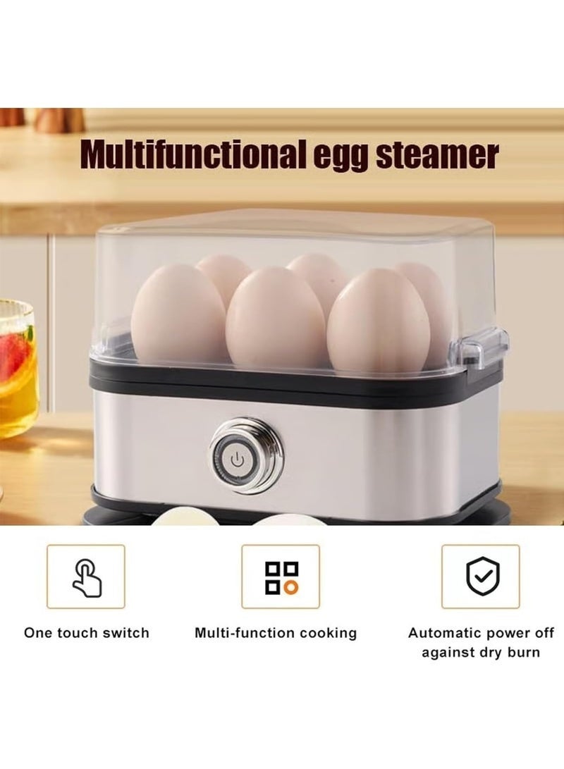 Arabest طهي البيض بسهولة مع جهاز طهي البيض المصنوع من الفولاذ المقاوم للصدأ، جهاز طهي بيض ذكي مع إيقاف تلقائي، جهاز طهي بيض كهربائي سريع متعدد الوظائف 6 في 1 بسعة 6 بيضات - Image 2