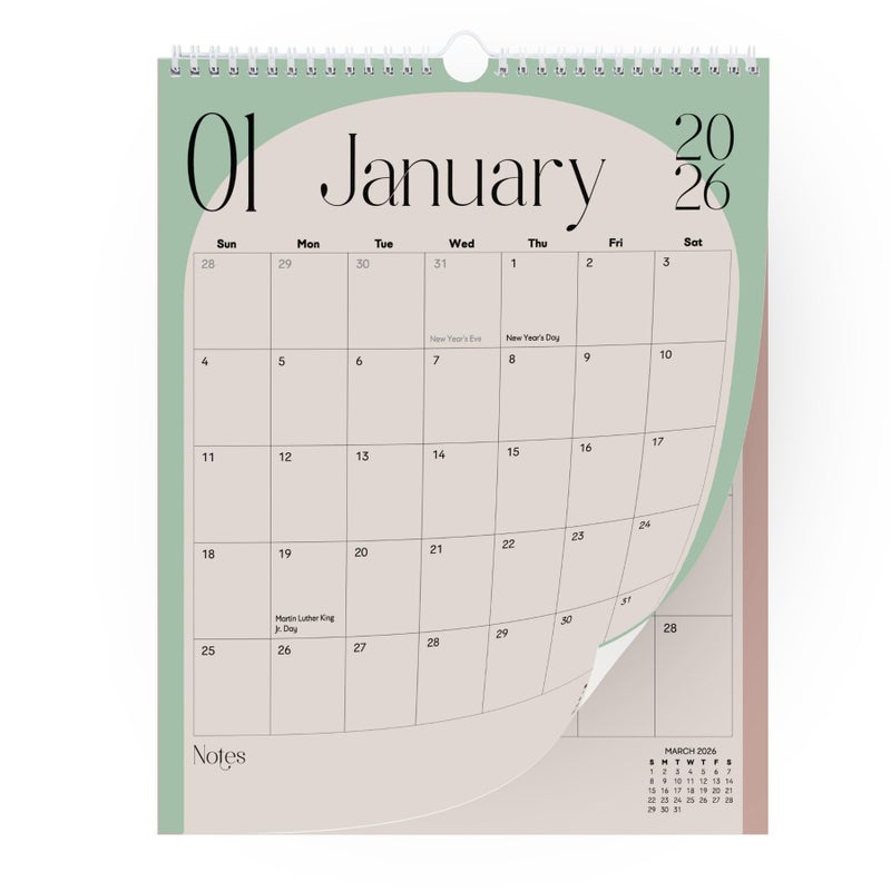 Paper Play Wall Calendar 2026-2027 Hanging Calendar - Jan 2026 to Jun 2027, 13.5 x 11 Inches 18 Months Spiral Twin-Wire Binding Calendar Planner, Large Writing Blocks with Holidays - Image 1