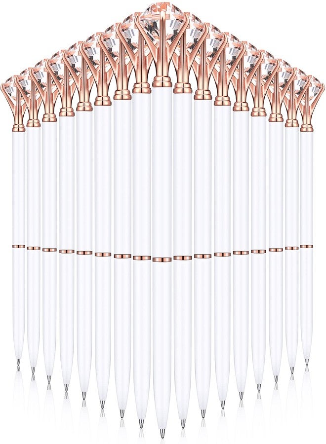 Yahenda 50 Pcs Christmas Gifts Diamond Pens Bridal Shower Ballpoint Pen Bulk Black Ink Bling Crystal Metal Bling with Diamond on Top for Women Bridesmaid Wedding Office School(White) - Image 1