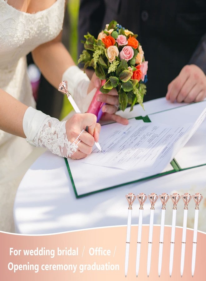 Yahenda 50 Pcs Christmas Gifts Diamond Pens Bridal Shower Ballpoint Pen Bulk Black Ink Bling Crystal Metal Bling with Diamond on Top for Women Bridesmaid Wedding Office School(White) - Image 4