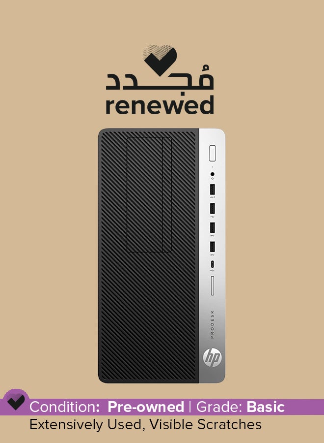 HP مُجدد - كمبيوتر مكتبي برو ديسك ‎ 600 G3 بتصميم صغير الحجم، ومعالج إنتل كور ‎i5 7500 بسرعة 3.4 جيجاهرتز/ ذاكرة رام 8 جيجابايت/ محرك أقراص SSD سعة 256 جيجابايت/ بطاقة رسومات إنتل بدقة عالية الوضوح 630   ‎ الإنجليزية/العربية أسود - Image 1