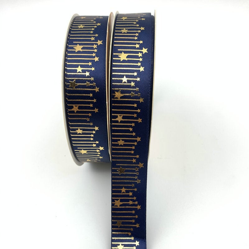 2.5Cm New Star Thermosetting Bronzing Ribbon Packaging Gift Box Accompanying Gift Spot Printing Ribbon Factory - Image 1