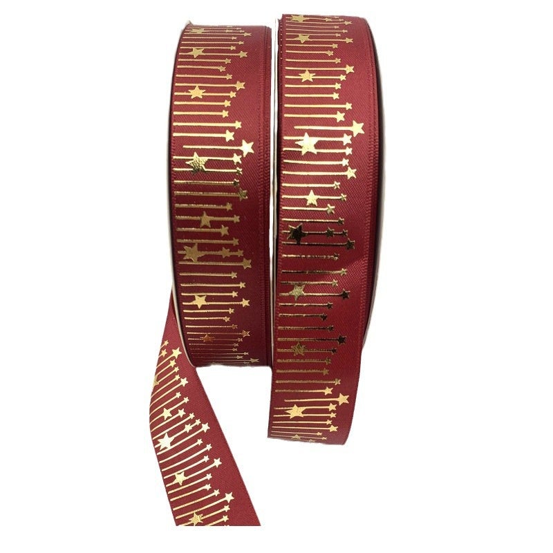 2.5Cm New Star Thermosetting Bronzing Ribbon Packaging Gift Box Accompanying Gift Spot Printing Ribbon Factory - Image 3