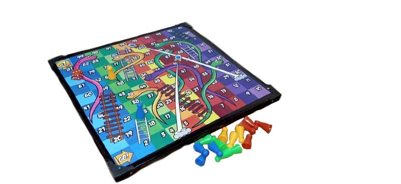 JLG Kid,Adult,Toddler Ludo & Snakes Ladder Board, 12 Inches Square Area With Dice And Tokens - Image 3