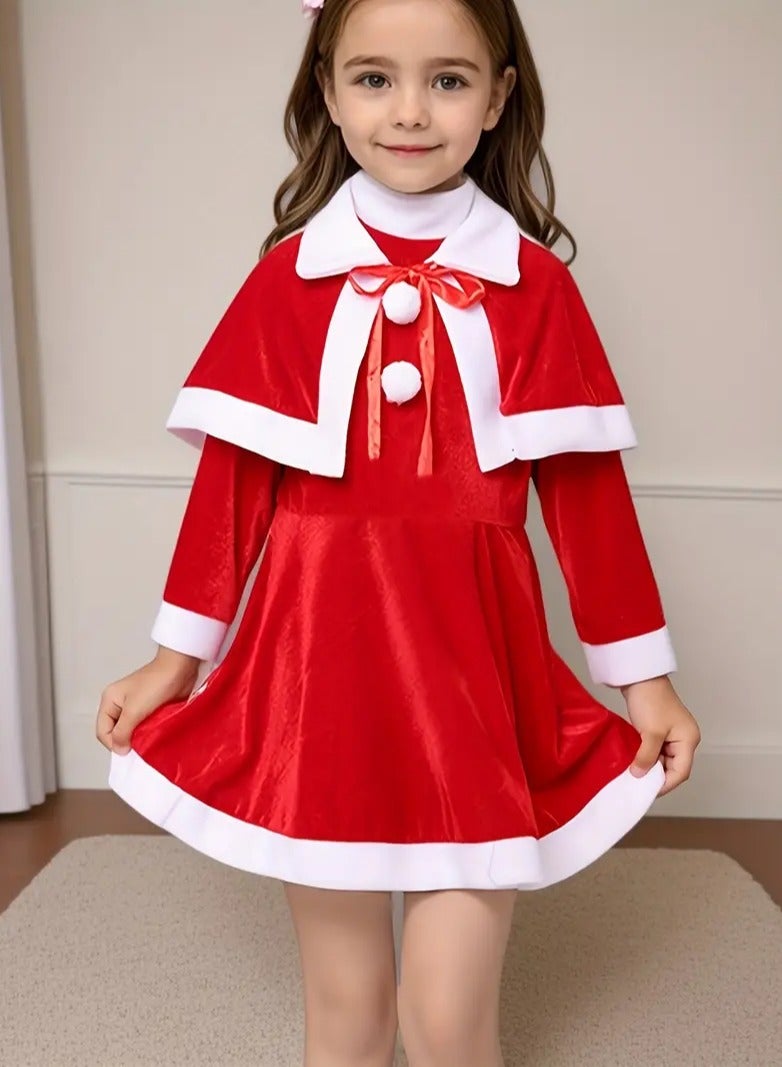 مجموعة زي سانتا كلوز للأطفال مع فيونكة - قابل للغسل في الغسالة، زي عيد الميلاد غير شفاف للأولاد والبنات - مثالي للأداء الاحتفالي والحفلات - Image 2
