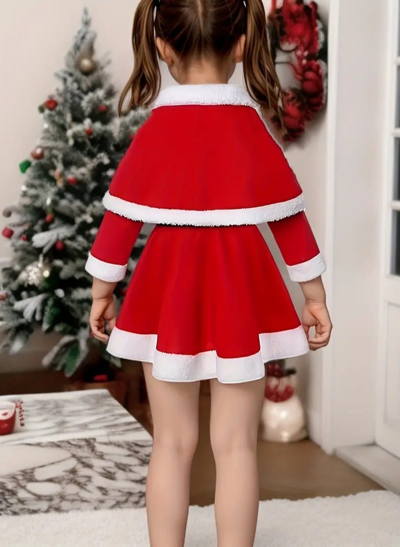 مجموعة زي سانتا كلوز للأطفال مع فيونكة - قابل للغسل في الغسالة، زي عيد الميلاد غير شفاف للأولاد والبنات - مثالي للأداء الاحتفالي والحفلات - Image 3