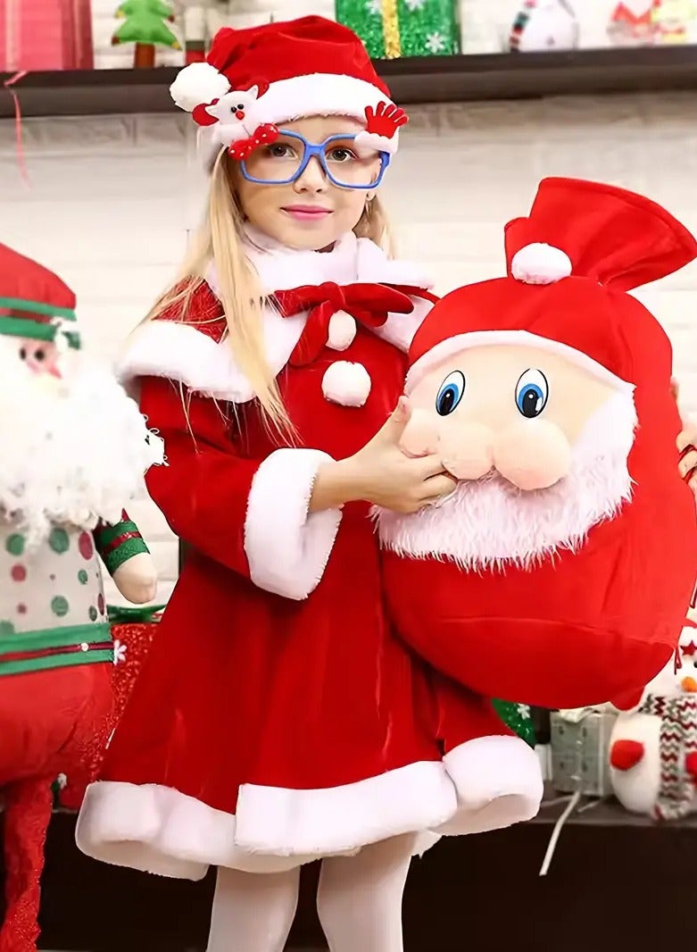 مجموعة زي سانتا كلوز للأطفال مع فيونكة - قابل للغسل في الغسالة، زي عيد الميلاد غير شفاف للأولاد والبنات - مثالي للأداء الاحتفالي والحفلات - Image 4