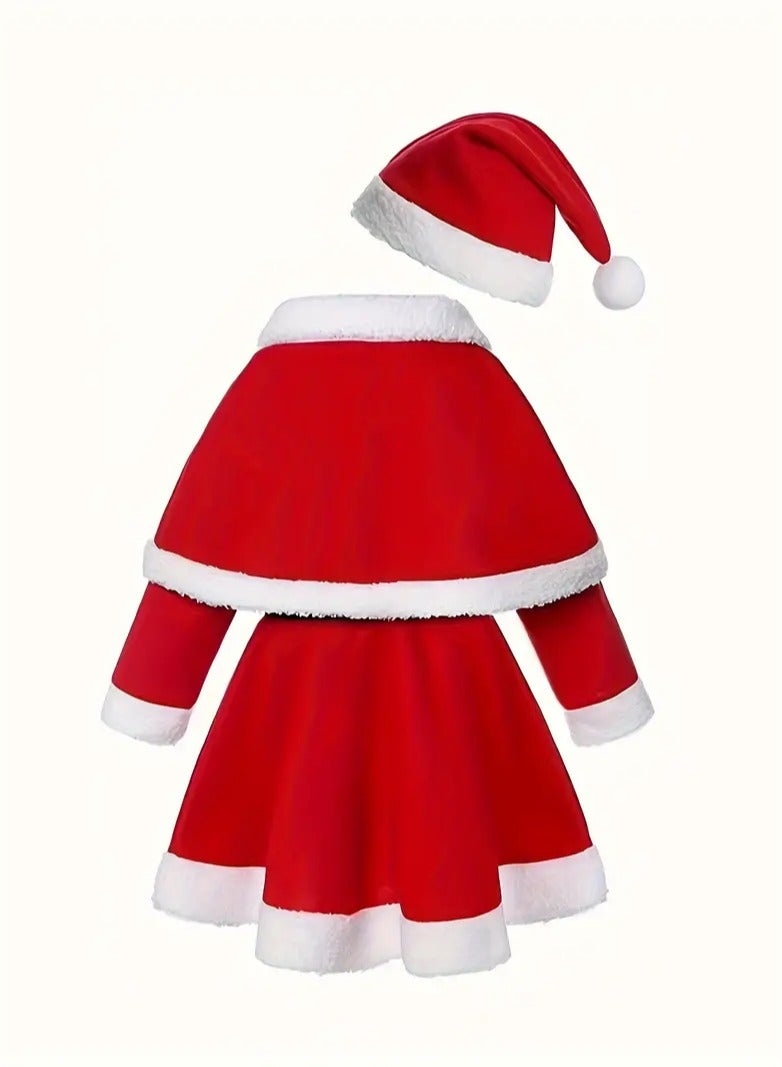 مجموعة زي سانتا كلوز للأطفال مع فيونكة - قابل للغسل في الغسالة، زي عيد الميلاد غير شفاف للأولاد والبنات - مثالي للأداء الاحتفالي والحفلات - Image 5