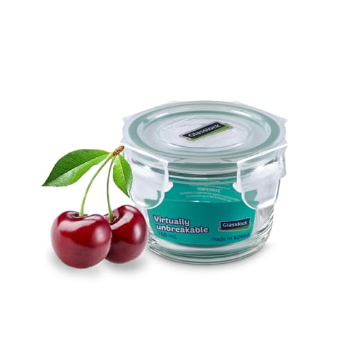 Glasslock Korea Tempered Glass Storage Containers with Lid - Classic 165ml Round - Airtight Food Storage Kitchen Container - Office Lunch Tiffin Box/Bowl, Microwave/Dishwasher/Fridge/Freezer Safe - Image 1