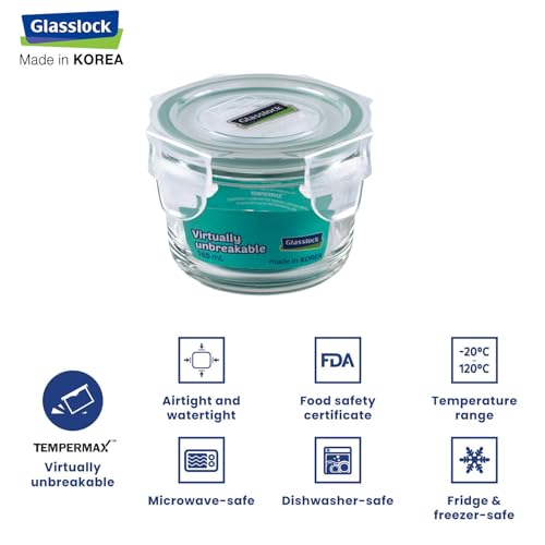 Glasslock Korea Tempered Glass Storage Containers with Lid - Classic 165ml Round - Airtight Food Storage Kitchen Container - Office Lunch Tiffin Box/Bowl, Microwave/Dishwasher/Fridge/Freezer Safe - Image 3