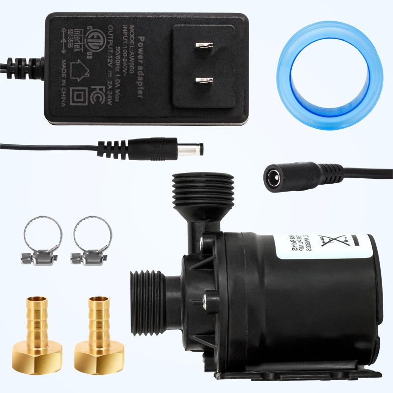 DACO MIN 14A DC 12V Water Pump Circulation Pump 343GPM 196ft Lift UltraQuiet Brushless Motor wAdapter for Solar Heaters RVs Brewing Farms NonSelfPriming - Image 2