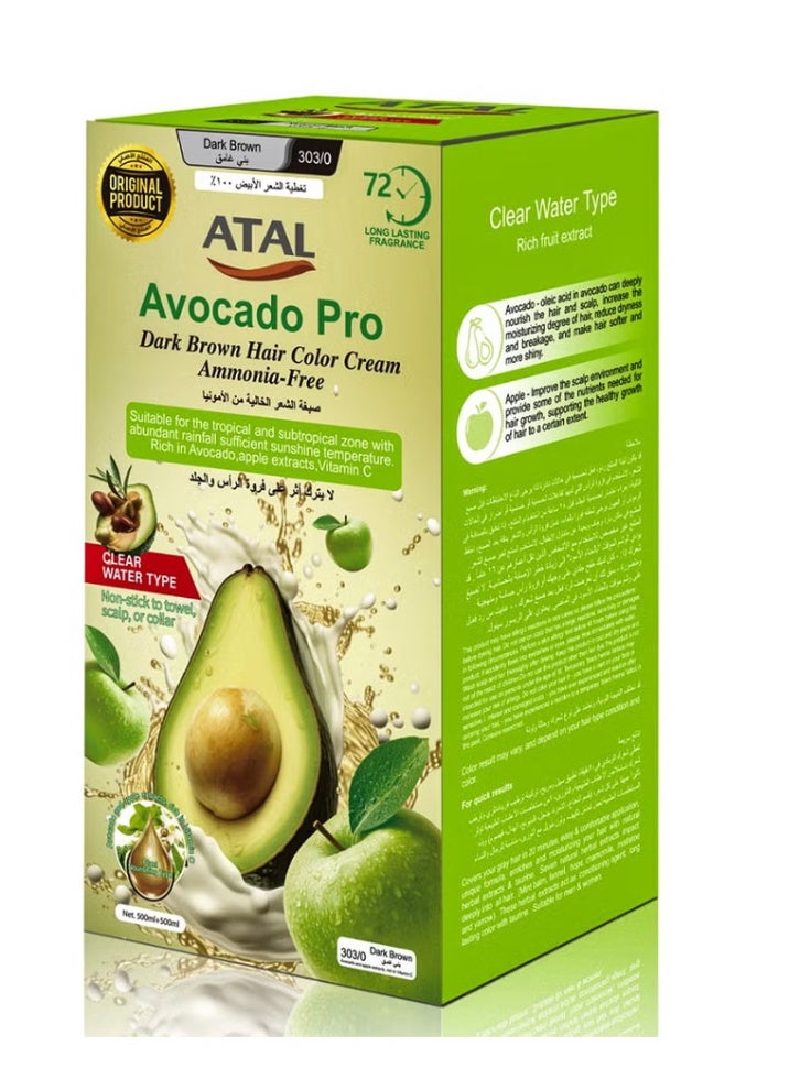 ATAL Natural hair dye (natural black) Avocado Pro, ammonia-free, with avocado and apple extract. Cream 500ml + Developer 500ml, skin-friendly technology. - Image 1