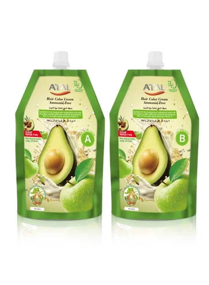 ATAL Natural hair dye (natural black) Avocado Pro, ammonia-free, with avocado and apple extract. Cream 500ml + Developer 500ml, skin-friendly technology. - Image 2