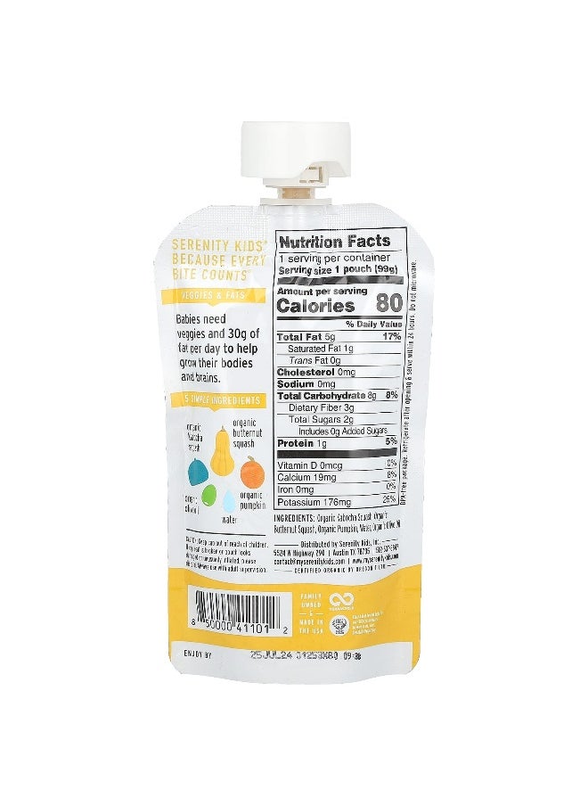 SERENITY KIDS Serenity Kids, Organic Squashes, 6+ Months, Kabocha Squash, Butternut, Pumpkin & Olive Oil, 3.5 oz (99 g)  - Image 2