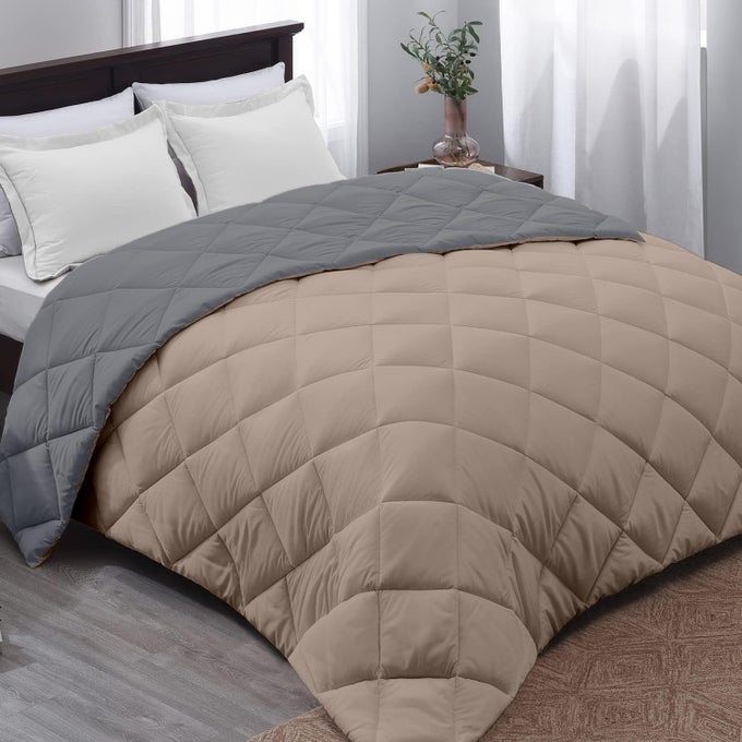 REVERSIBLE COMFORTER 220 GSM MICROFIBER REVERSIBLE AC COMFORTERBLANKET FOR WINTERQUILTDUVETS FOR QUEEN SIZE SINGLE BED COMFORTER 60 90 GREY TAUPE