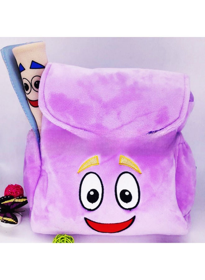 Taobao Hot Map Pencil Case Dora Bag Purple Cartoon Bag Travel Bag Embroidered Backpack Children's Schoolbag-Color:Color Block Trumpet  - Image 4
