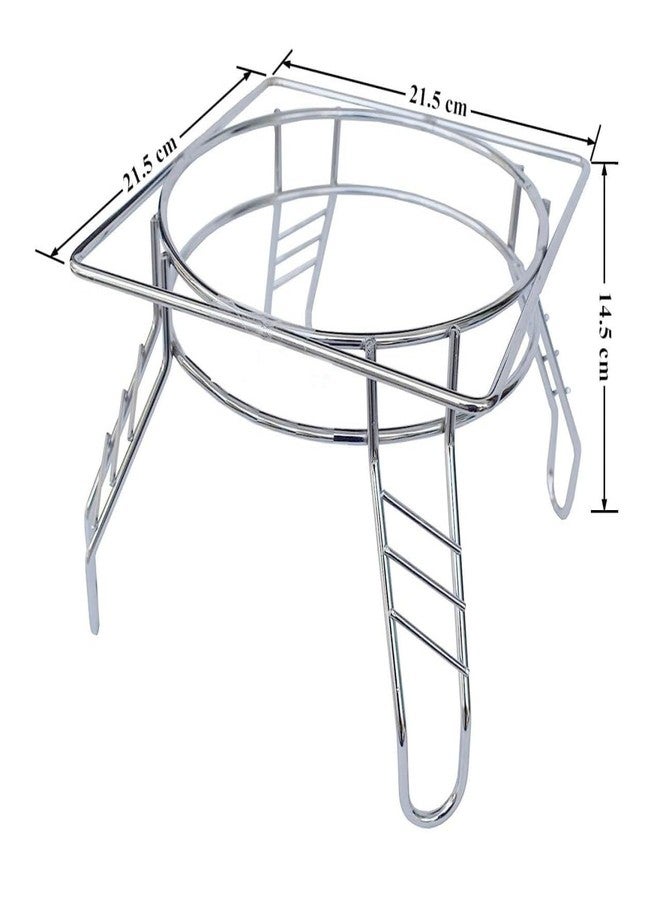 DHAVAL Stainless Steel Matka Stand for Water Dispenser & Planters | Heavy Duty Chrome Plated Pot Stand | Freestanding Anti-Rust Rack for Kitchen, Balcony, Garden & Outdoors (o.m.s) - Image 2