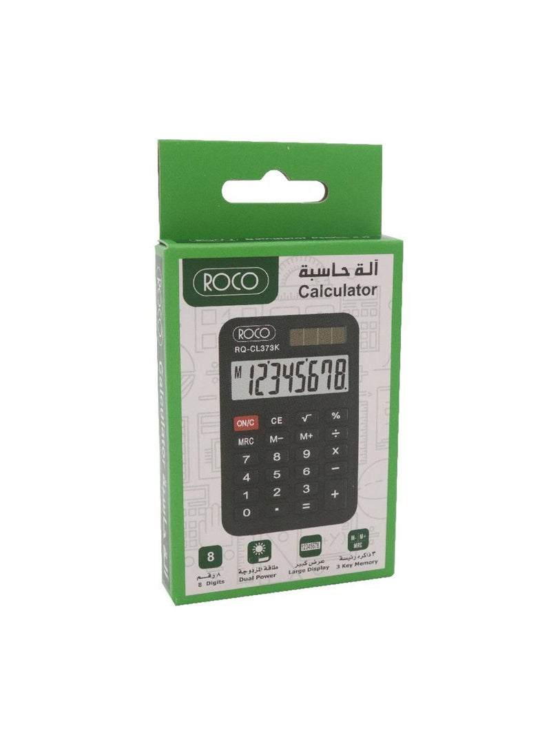 ROCO 8-Digit Mini Portable Basic Calculator For Pocket Black  - Image 1