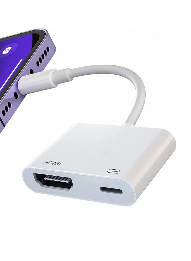 Lightning to HDMI Adapter Plug Play 1080P Screen Converter with Lightning Charging Port For iPhone to HDMI Adapter Compatible with iOS Devices for Projector Monitor TV - Image 1