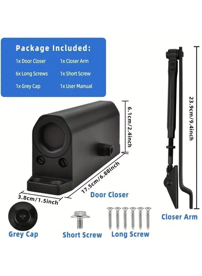 Black Hydraulic Door Closer Heavy Duty Automatic Self Closing For Home Office - Image 3