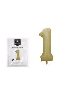 PARTY FUN 32 Inch Foil Number Balloon Elegant Oat Colored No. 1, Perfect for Birthday, Anniversary, and Special Occasions  - Image 2