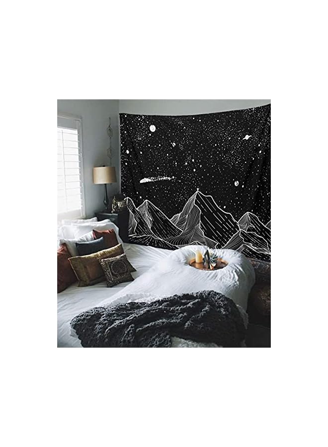 The Bros Mountain Moon Tapestry Wall Hanging, Black and White Nature Starry Night Sky Stars Tapestry with Meteor and Galaxy Bedroom Home Wall Decor Printed Tapestry (50 Inch x 60 Inch) - Image 4