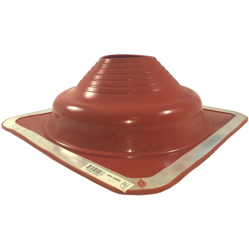6 5 9 DEKTITE RED Square Base High Temp Silicone Flexible Pipe Flashing Boot Dektite Pipe Flashing DFE206RE