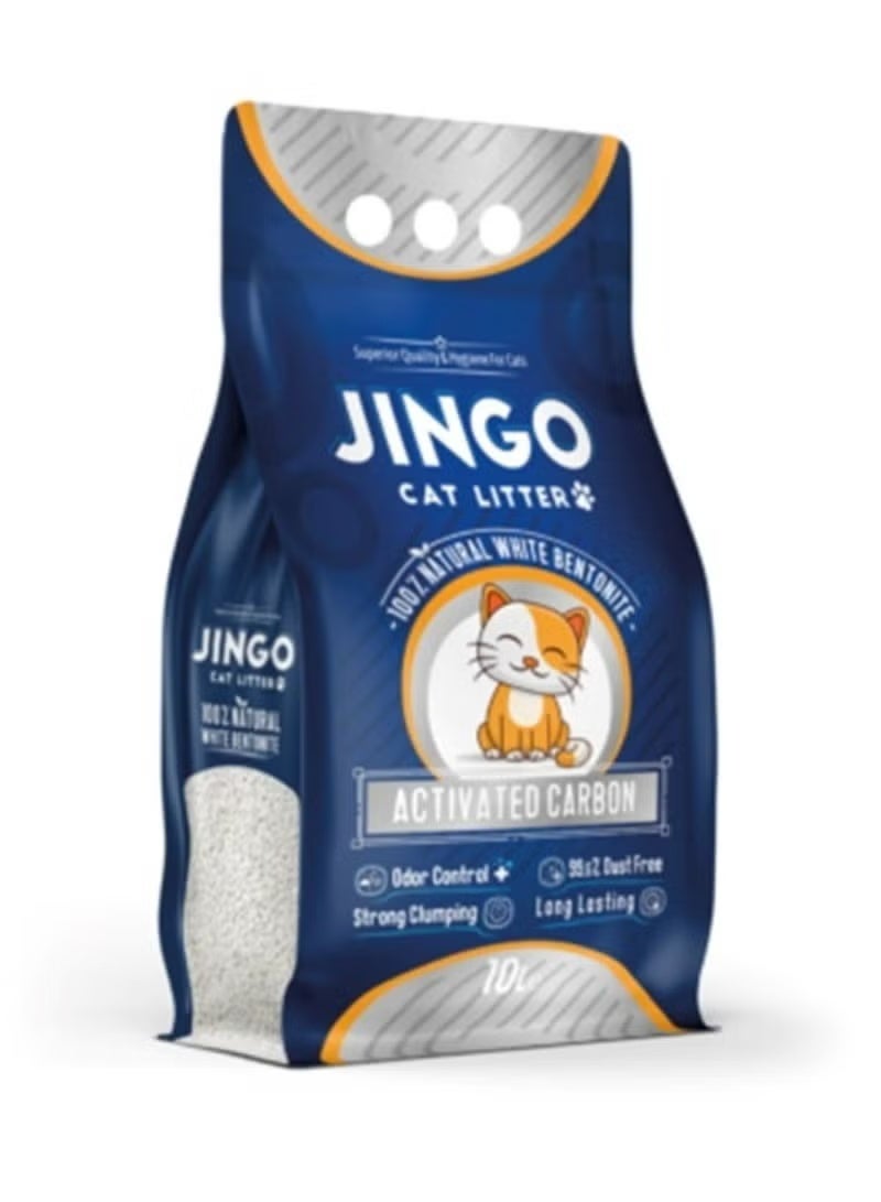JINGO High Performance Absorption And Clumping Cat Litter With Active Carbon Scent 10 Liters 8KG
