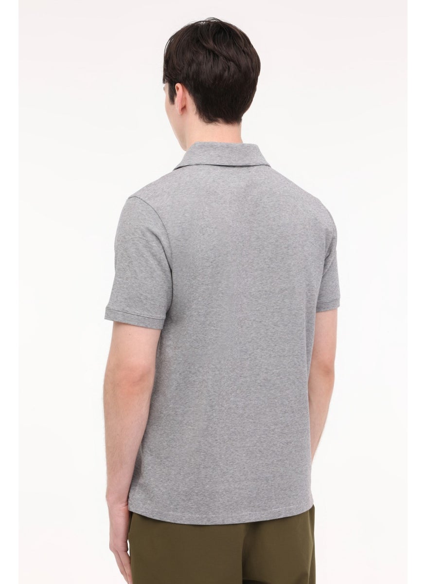 LUMBERJACK - M-Bsc Polo T-Sh Bs22 4Fx Gray Melange Men's Short Sleeve T-Shirt - Image 1
