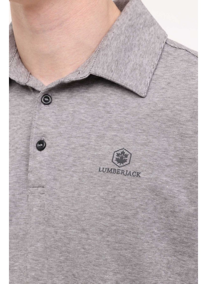LUMBERJACK - M-Bsc Polo T-Sh Bs22 4Fx Gray Melange Men's Short Sleeve T-Shirt - Image 1