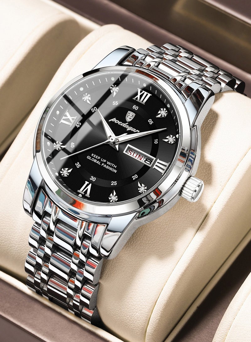 پوداجار ساعة رجالية مقاومة للماء ومضيئة كوارتز - 41 مم - Image 1