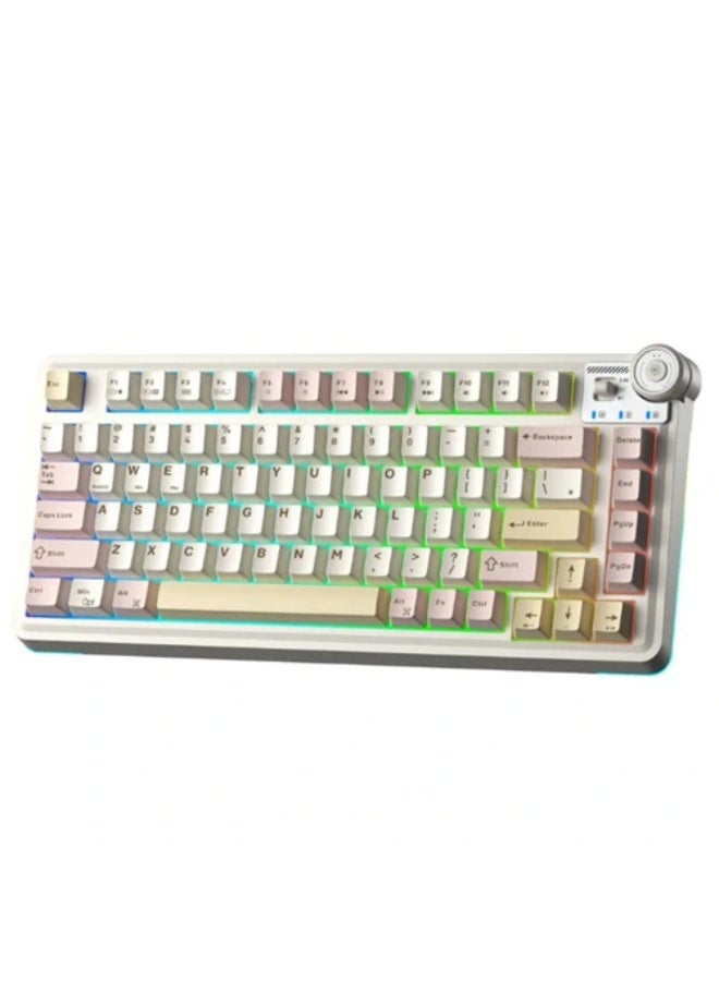 AULA لوحة مفاتيح ميكانيكية لاسلكية ثلاثية الوضع AU75 بتصميم مدمج 75% – لوحة مفاتيح للألعاب قابلة للتبديل مع مفتاح بلومفيلد، بلوتوث، 2.4GHz ووضع سلكي، إضاءة خلفية RGB للألعاب، الكمبيوتر الشخصي واستخدام المكتب - Image 1