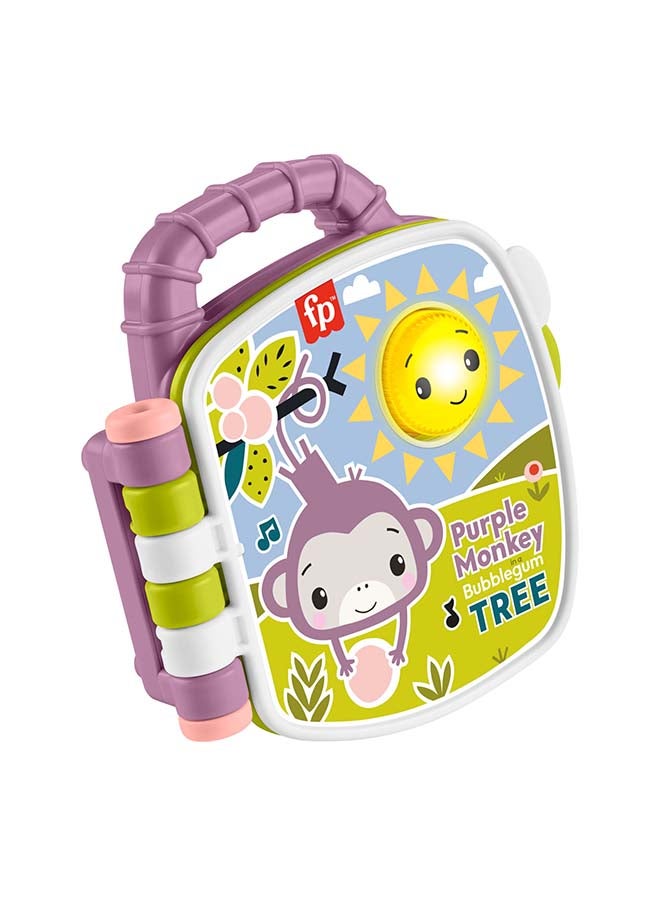 Fisher-Price Baby Toy Purple Monkey Musical Storybook with Lights & Sounds for Infants & Toddlers Ages 6+ Months - Image 1