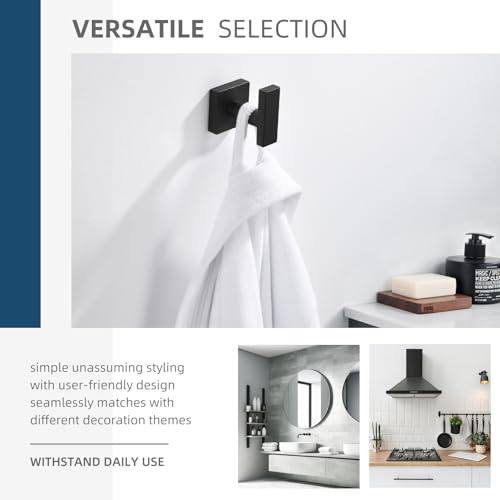 Angle Simple Towel Hook for Bathroom, Stainless Steel Hand Towel Coat Hook for Wall, Matte Black - Image 3